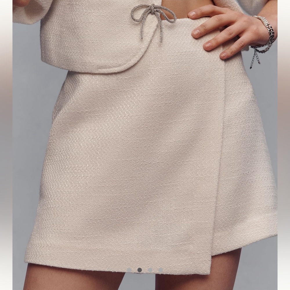 NWOT - DOLAN Left Coast Tweed Wrap Skort - Ivory - Small